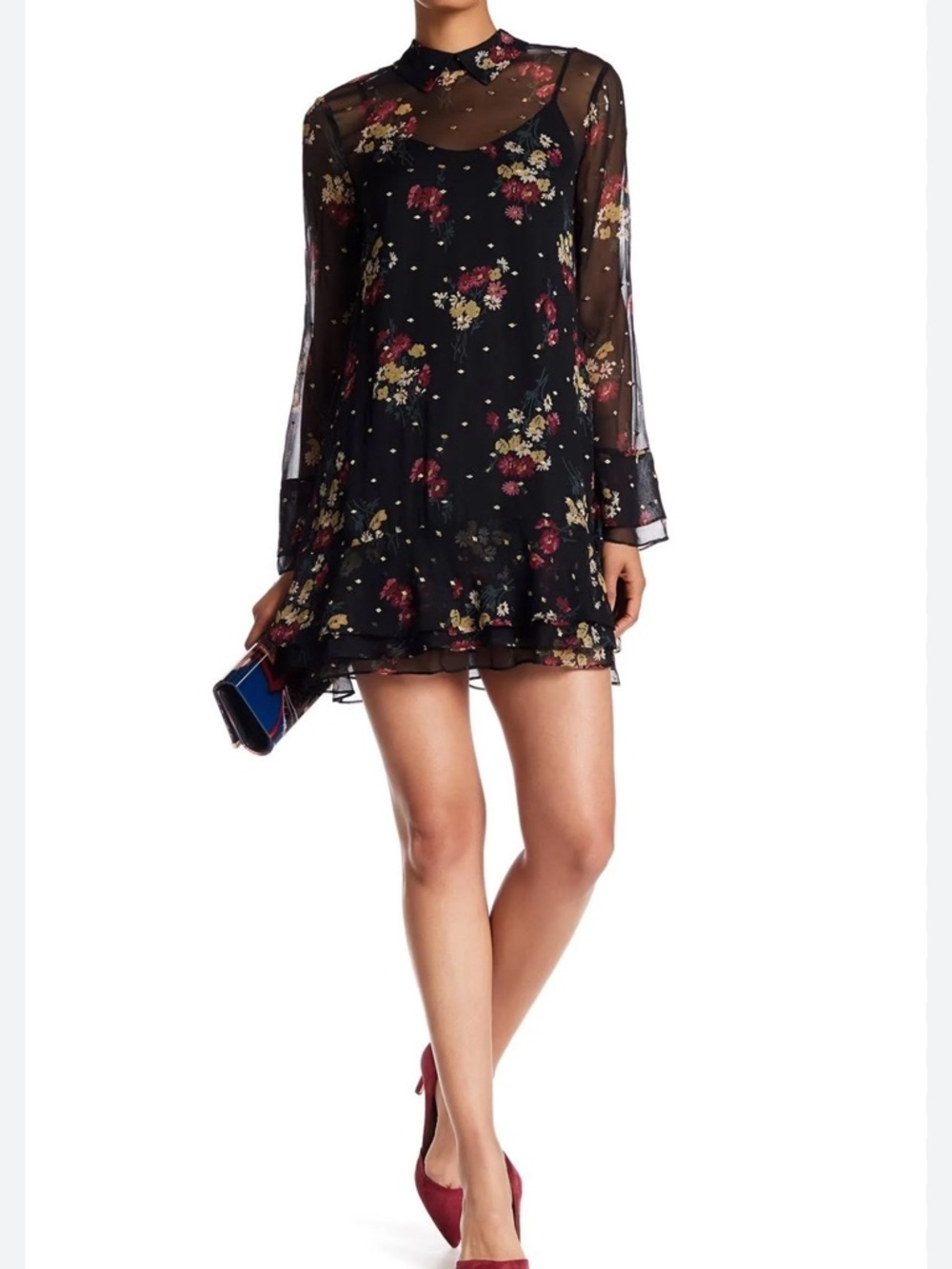 Cinq a Sept Stevie Gilded Daisy Sheer Mini Dress